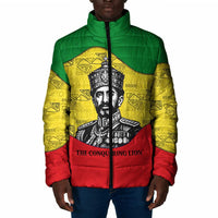 Haile Selassie I Padded Jacket Ethiopia Lion of Judah and Conquering Lion Pattern Tribute - Wonder Print Shop