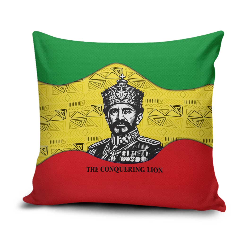 Haile Selassie I Pillow Cover Ethiopia Lion of Judah and Conquering Lion Pattern Tribute - Wonder Print Shop