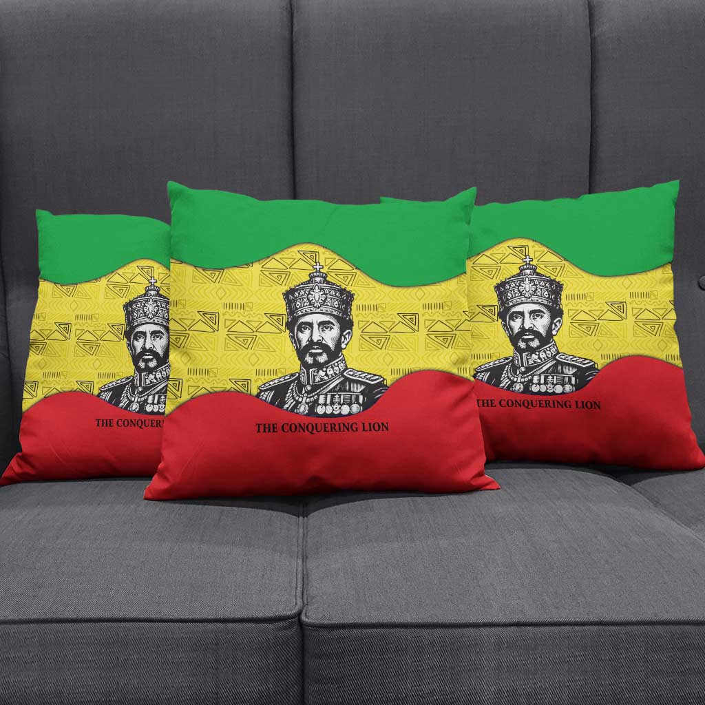 Haile Selassie I Pillow Cover Ethiopia Lion of Judah and Conquering Lion Pattern Tribute - Wonder Print Shop