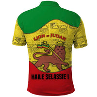 Haile Selassie I Polo Shirt Ethiopia Lion of Judah and Conquering Lion Pattern Tribute - Wonder Print Shop