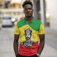 Haile Selassie I Polo Shirt Ethiopia Lion of Judah and Conquering Lion Pattern Tribute - Wonder Print Shop