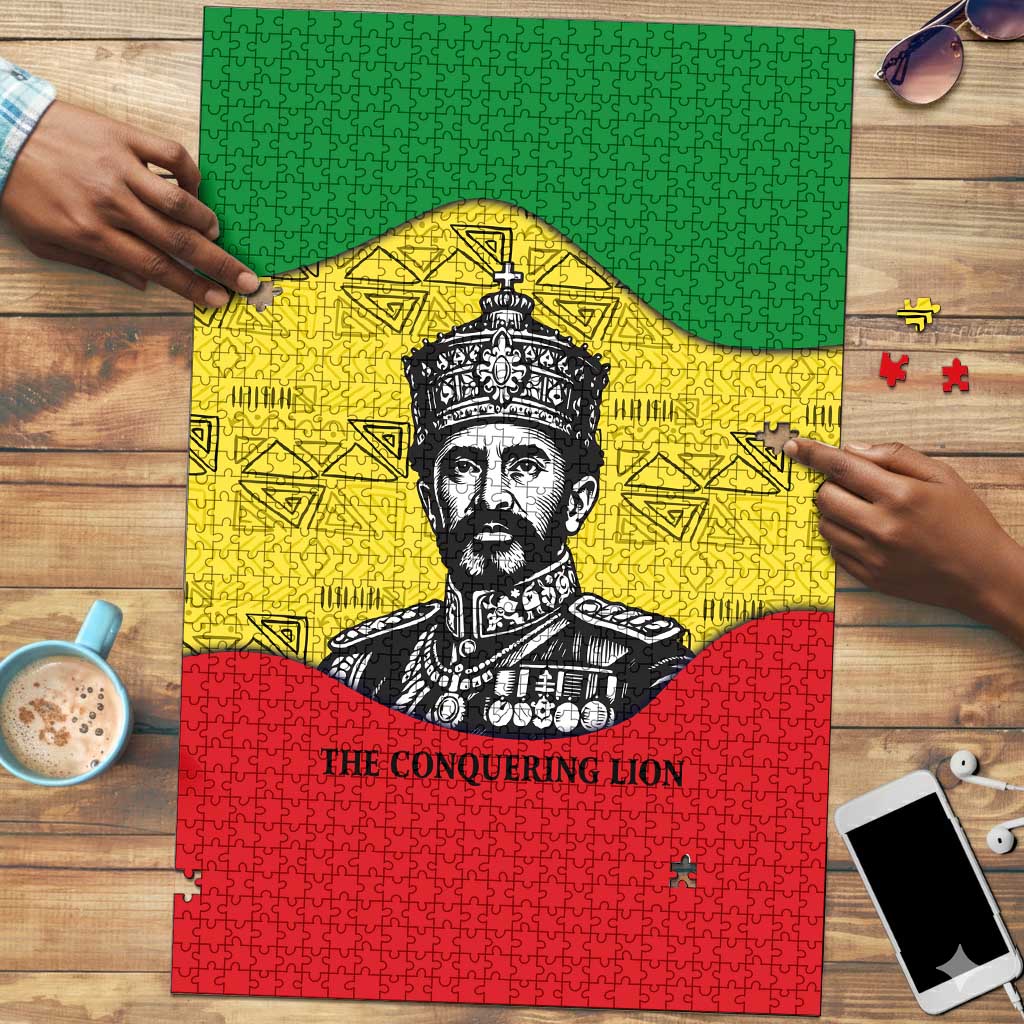 Haile Selassie I Puzzle Ethiopia Lion of Judah and Conquering Lion Pattern Tribute - Wonder Print Shop