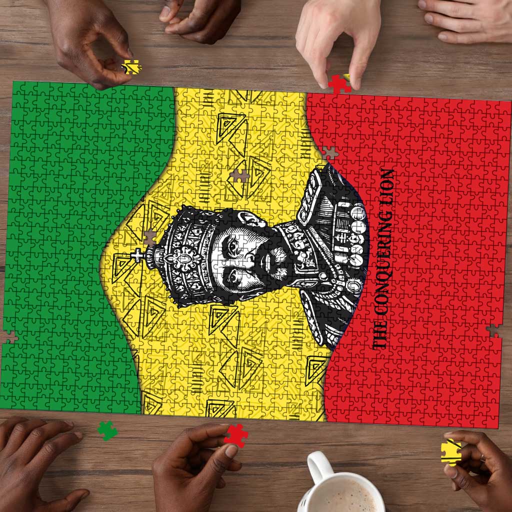 Haile Selassie I Puzzle Ethiopia Lion of Judah and Conquering Lion Pattern Tribute - Wonder Print Shop