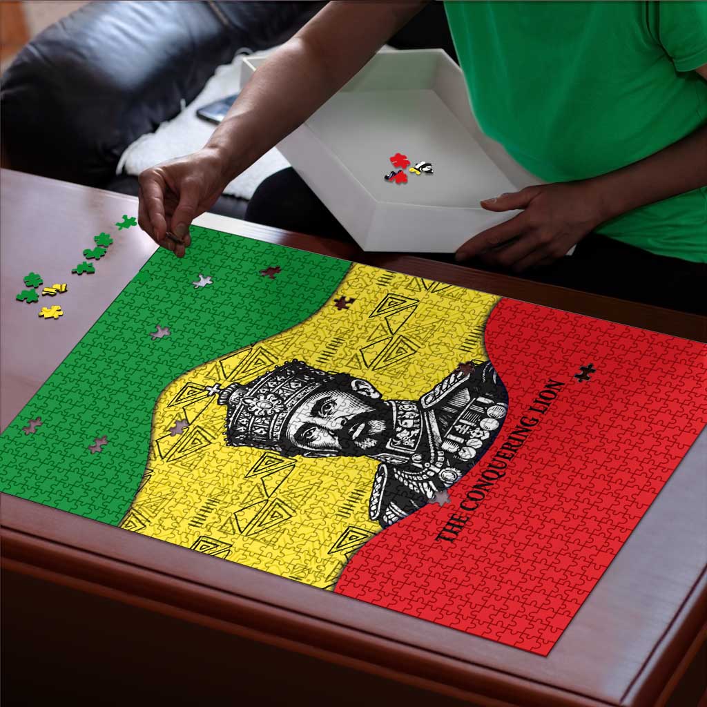 Haile Selassie I Puzzle Ethiopia Lion of Judah and Conquering Lion Pattern Tribute - Wonder Print Shop