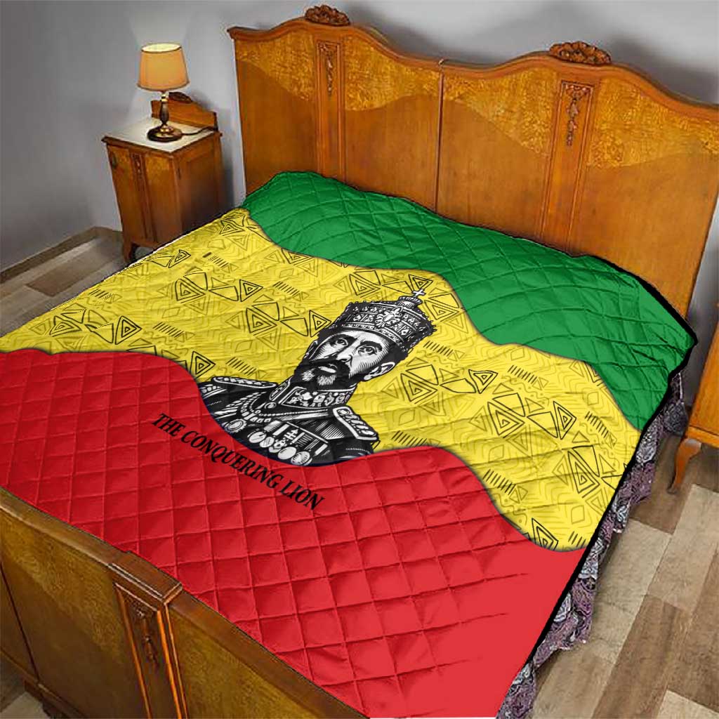Haile Selassie I Quilt Ethiopia Lion of Judah and Conquering Lion Pattern Tribute - Wonder Print Shop