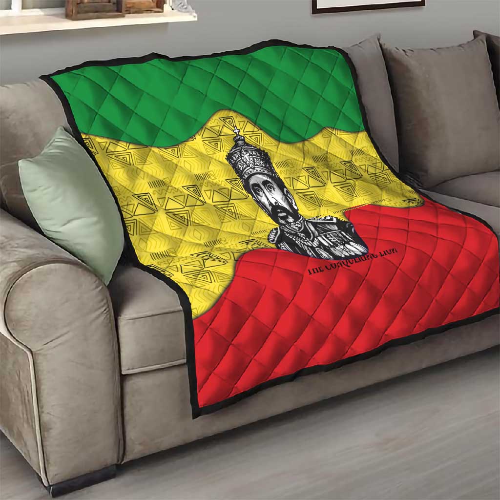 Haile Selassie I Quilt Ethiopia Lion of Judah and Conquering Lion Pattern Tribute - Wonder Print Shop