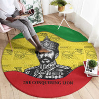 Haile Selassie I Round Carpet Ethiopia Lion of Judah and Conquering Lion Pattern Tribute - Wonder Print Shop