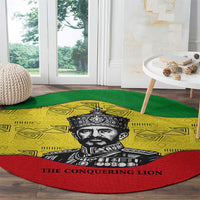 Haile Selassie I Round Carpet Ethiopia Lion of Judah and Conquering Lion Pattern Tribute - Wonder Print Shop