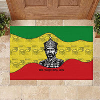 Haile Selassie I Rubber Doormat Ethiopia Lion of Judah and Conquering Lion Pattern Tribute - Wonder Print Shop