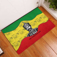 Haile Selassie I Rubber Doormat Ethiopia Lion of Judah and Conquering Lion Pattern Tribute - Wonder Print Shop