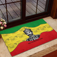 Haile Selassie I Rubber Doormat Ethiopia Lion of Judah and Conquering Lion Pattern Tribute - Wonder Print Shop