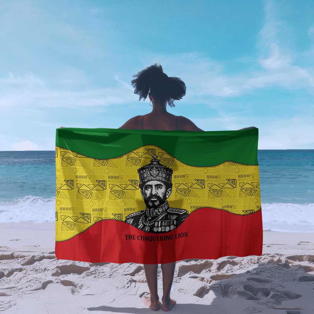 Haile Selassie I Sarong Ethiopia Lion of Judah and Conquering Lion Pattern Tribute - Wonder Print Shop