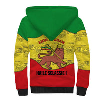 Haile Selassie I Sherpa Hoodie Ethiopia Lion of Judah and Conquering Lion Pattern Tribute - Wonder Print Shop