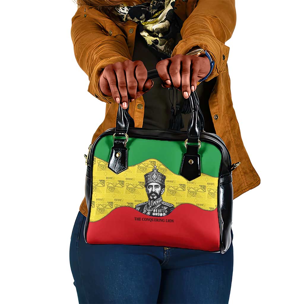 Haile Selassie I Shoulder Handbag Ethiopia Lion of Judah and Conquering Lion Pattern Tribute - Wonder Print Shop