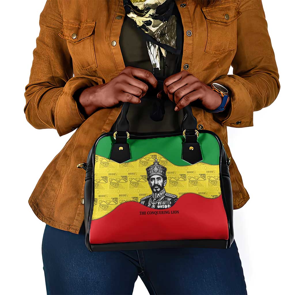 Haile Selassie I Shoulder Handbag Ethiopia Lion of Judah and Conquering Lion Pattern Tribute - Wonder Print Shop