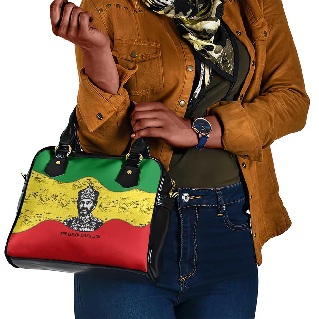 Haile Selassie I Shoulder Handbag Ethiopia Lion of Judah and Conquering Lion Pattern Tribute - Wonder Print Shop