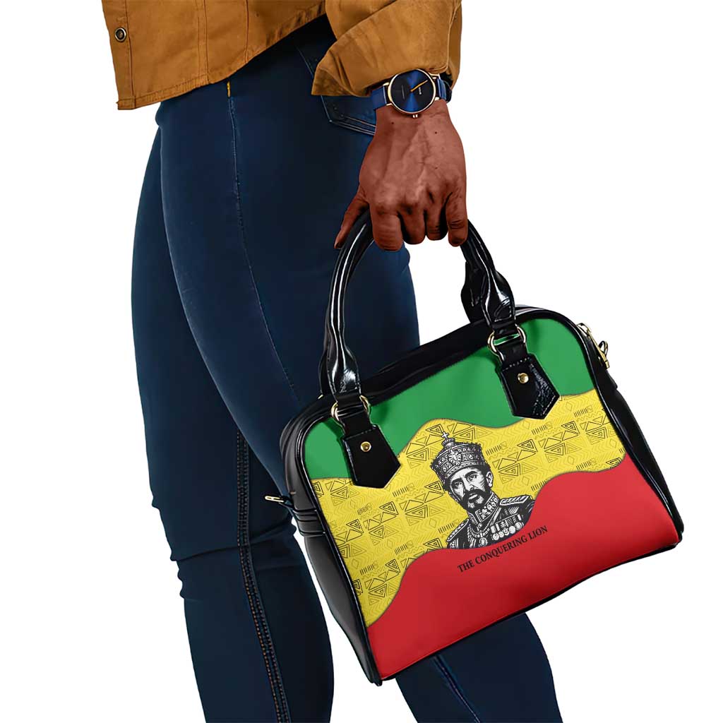 Haile Selassie I Shoulder Handbag Ethiopia Lion of Judah and Conquering Lion Pattern Tribute - Wonder Print Shop