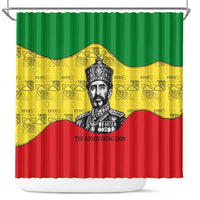 Haile Selassie I Shower Curtain Ethiopia Lion of Judah and Conquering Lion Pattern Tribute - Wonder Print Shop