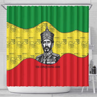 Haile Selassie I Shower Curtain Ethiopia Lion of Judah and Conquering Lion Pattern Tribute - Wonder Print Shop