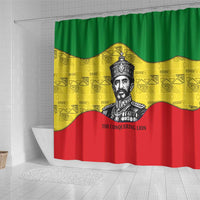 Haile Selassie I Shower Curtain Ethiopia Lion of Judah and Conquering Lion Pattern Tribute - Wonder Print Shop
