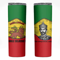 Haile Selassie I Skinny Tumbler Ethiopia Lion of Judah and Conquering Lion Pattern Tribute - Wonder Print Shop
