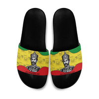 Haile Selassie I Slide Sandals Ethiopia Lion of Judah and Conquering Lion Pattern Tribute - Wonder Print Shop