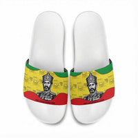 Haile Selassie I Slide Sandals Ethiopia Lion of Judah and Conquering Lion Pattern Tribute - Wonder Print Shop