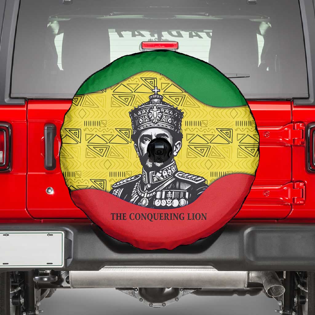 Haile Selassie I Spare Tire Cover Ethiopia Lion of Judah and Conquering Lion Pattern Tribute - Wonder Print Shop