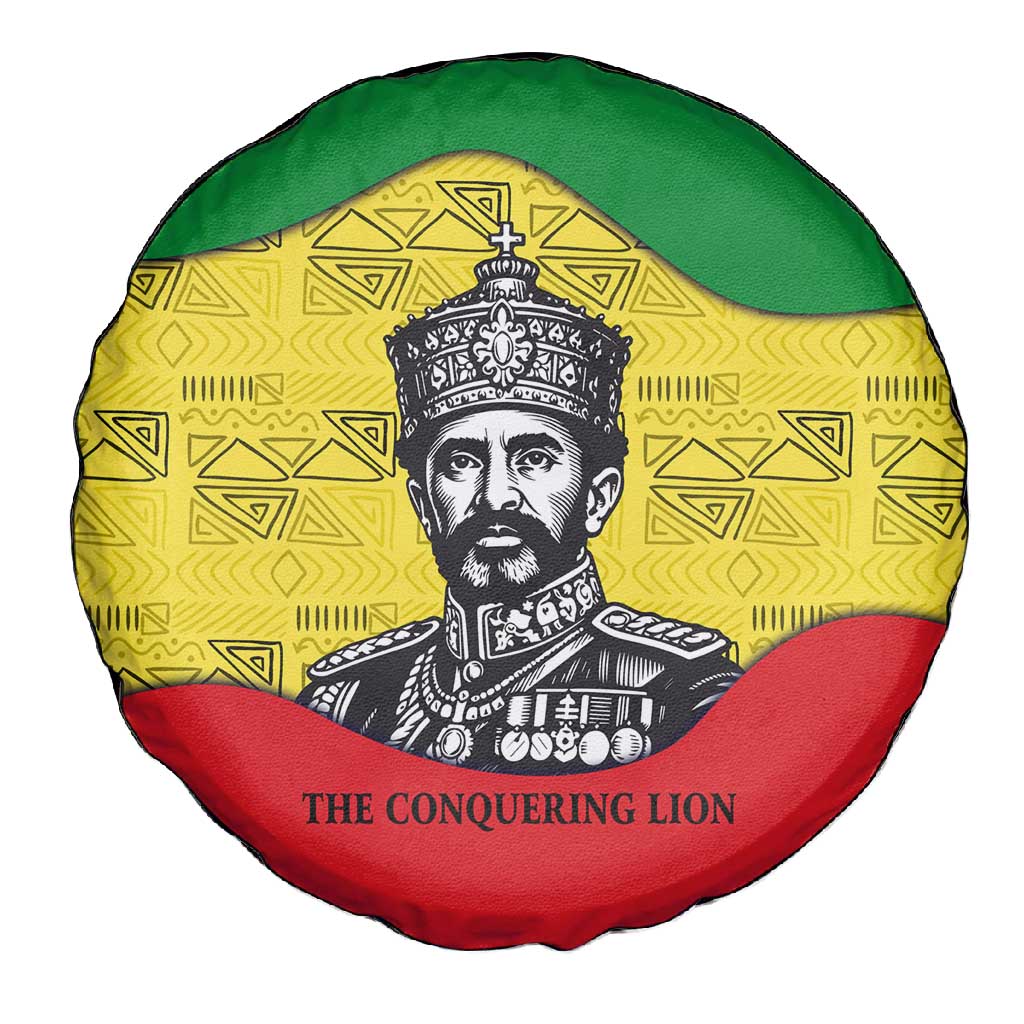 Haile Selassie I Spare Tire Cover Ethiopia Lion of Judah and Conquering Lion Pattern Tribute - Wonder Print Shop