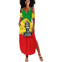 Haile Selassie I Summer Maxi Dress Ethiopia Lion of Judah and Conquering Lion Pattern Tribute - Wonder Print Shop