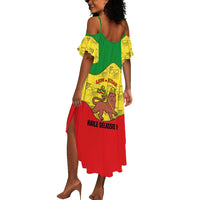 Haile Selassie I Summer Maxi Dress Ethiopia Lion of Judah and Conquering Lion Pattern Tribute - Wonder Print Shop