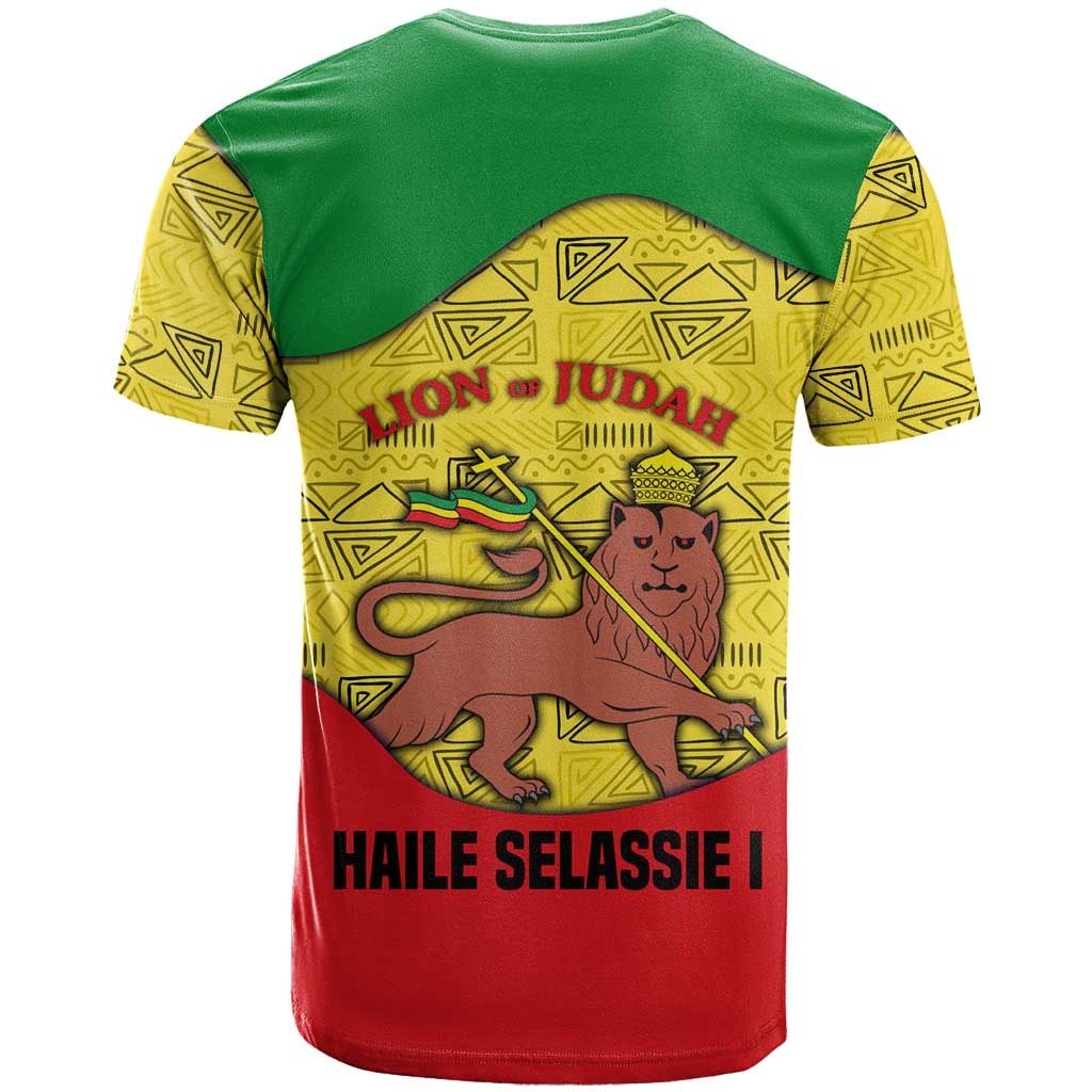 Haile Selassie I T shirt Ethiopia Lion of Judah and Conquering Lion Pattern Tribute - Wonder Print Shop