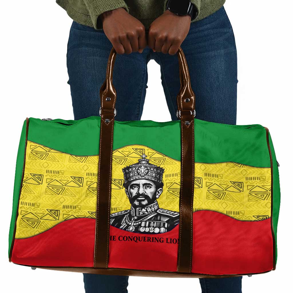 Haile Selassie I Travel Bag Ethiopia Lion of Judah and Conquering Lion Pattern Tribute - Wonder Print Shop