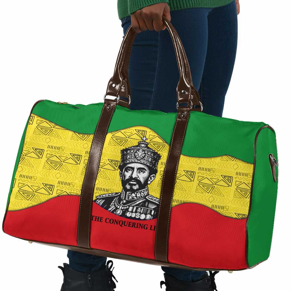 Haile Selassie I Travel Bag Ethiopia Lion of Judah and Conquering Lion Pattern Tribute - Wonder Print Shop
