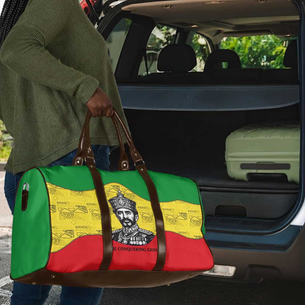 Haile Selassie I Travel Bag Ethiopia Lion of Judah and Conquering Lion Pattern Tribute - Wonder Print Shop