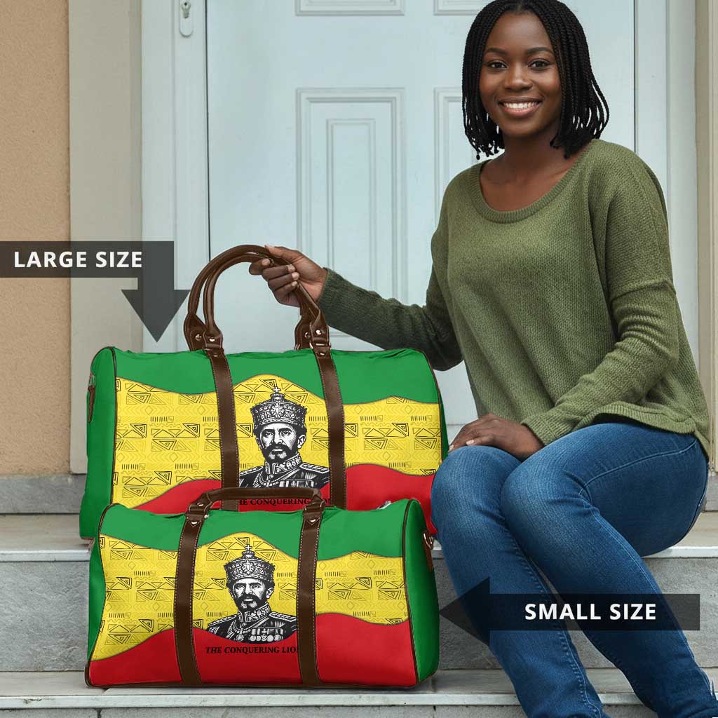 Haile Selassie I Travel Bag Ethiopia Lion of Judah and Conquering Lion Pattern Tribute - Wonder Print Shop