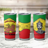 Haile Selassie I Tumbler Cup Ethiopia Lion of Judah and Conquering Lion Pattern Tribute - Wonder Print Shop