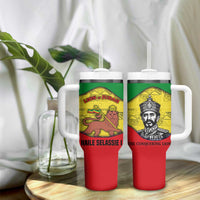 Haile Selassie I Tumbler With Handle Ethiopia Lion of Judah and Conquering Lion Pattern Tribute - Wonder Print Shop