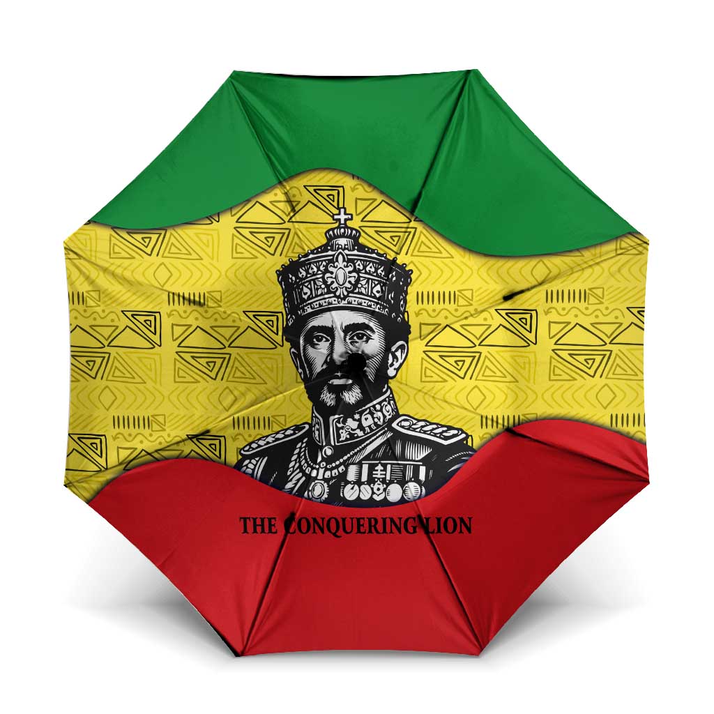 Haile Selassie I Umbrella Ethiopia Lion of Judah and Conquering Lion Pattern Tribute - Wonder Print Shop