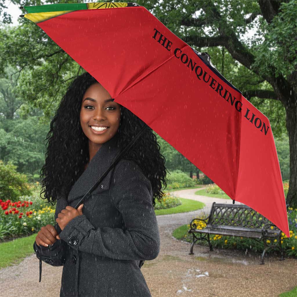 Haile Selassie I Umbrella Ethiopia Lion of Judah and Conquering Lion Pattern Tribute - Wonder Print Shop