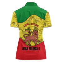 Haile Selassie I Women Polo Shirt Ethiopia Lion of Judah and Conquering Lion Pattern Tribute - Wonder Print Shop