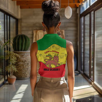 Haile Selassie I Women Sleeveless Polo Shirt Ethiopia Lion of Judah and Conquering Lion Pattern Tribute - Wonder Print Shop