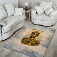 Haile Selassie I Ethiopia Area Rug with King of Kings and Conquering Lion Cloud Rays and Regal Portrait - Wonder Print Shop