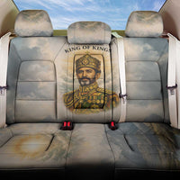 Haile Selassie I Ethiopia Back Car Seat Cover with King of Kings and Conquering Lion Cloud Rays and Regal Portrait - Wonder Print Shop