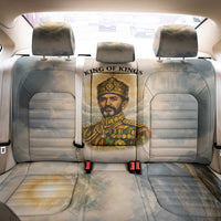 Haile Selassie I Ethiopia Back Car Seat Cover with King of Kings and Conquering Lion Cloud Rays and Regal Portrait - Wonder Print Shop