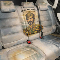 Haile Selassie I Ethiopia Back Car Seat Cover with King of Kings and Conquering Lion Cloud Rays and Regal Portrait - Wonder Print Shop