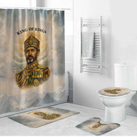 Haile Selassie I Ethiopia Bathroom Set with King of Kings and Conquering Lion Cloud Rays and Regal Portrait - Wonder Print Shop