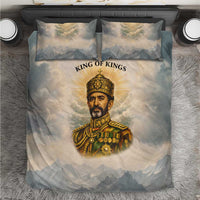 Haile Selassie I Ethiopia Bedding Set with King of Kings and Conquering Lion Cloud Rays and Regal Portrait - Wonder Print Shop