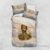 Haile Selassie I Ethiopia Bedding Set with King of Kings and Conquering Lion Cloud Rays and Regal Portrait - Wonder Print Shop