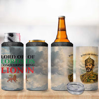 Haile Selassie I Ethiopia 4 in 1 Can Cooler Tumbler with King of Kings and Conquering Lion Cloud Rays and Regal Portrait - Wonder Print Shop